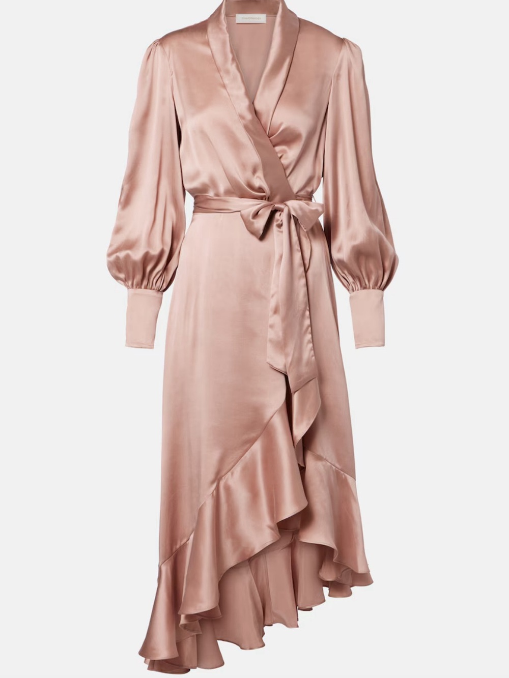 ZIMMERMAN Ruffled silk satin wrap dress Size 2